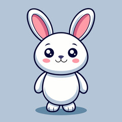 Cute Cartoon Bunny with Pink Ears Illustration