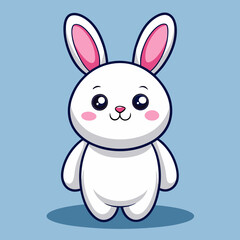 Cute Cartoon Bunny with Pink Ears Illustration