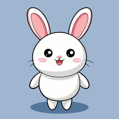 Cute Cartoon Bunny with Pink Ears Illustration