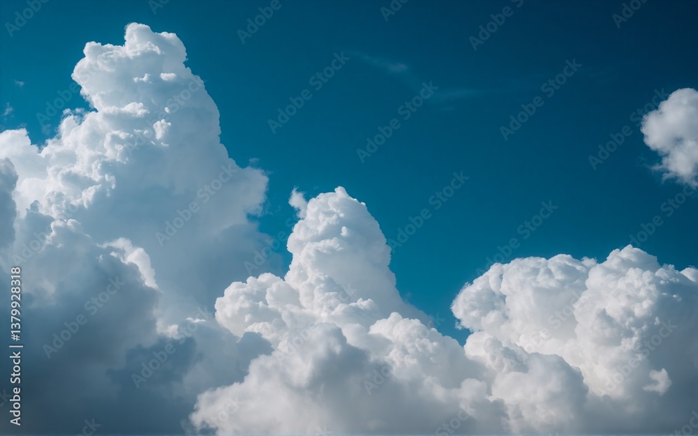 Poster hint: the image shows a bright day with fluffy clouds. the sky is blue. fluffy white clouds drift ac