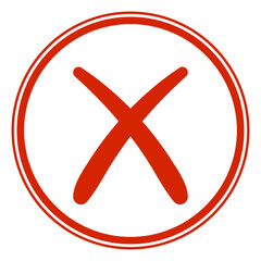 Bold red X icon in circle, cancel error warning sign
