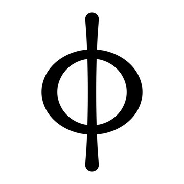 Greek Phi letter symbol, bold, minimal, black on white background