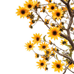 Naklejka premium Vibrant Yellow Branch on transparent background