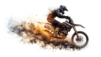 Dynamic motocross rider in action high energy silhouette art