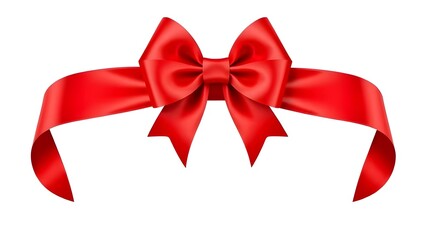 Fototapeta premium Red Ribbon Bow Banner for Birthday or Christmas Decoration