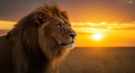 Majestic Lion at Sunset