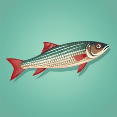 Fototapeta premium Bold Retro Fish Poster in Flat Illustrative Style