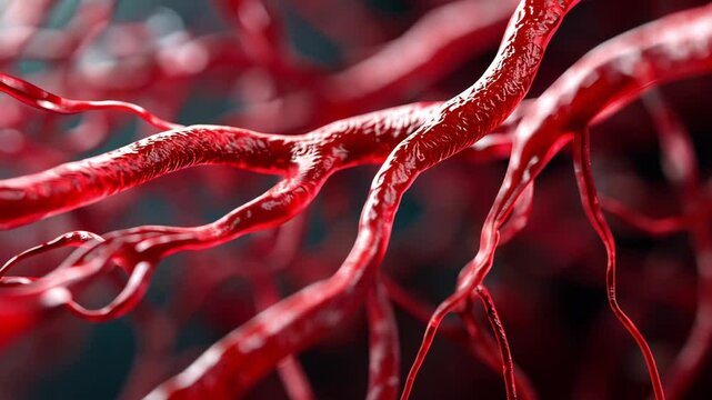 Close Up of Red Blood Vessels Intricate Textures and Details of Life in Human Anatomy