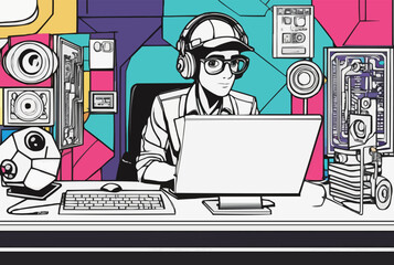 Virtual assistant giving service online internet remote job work from home