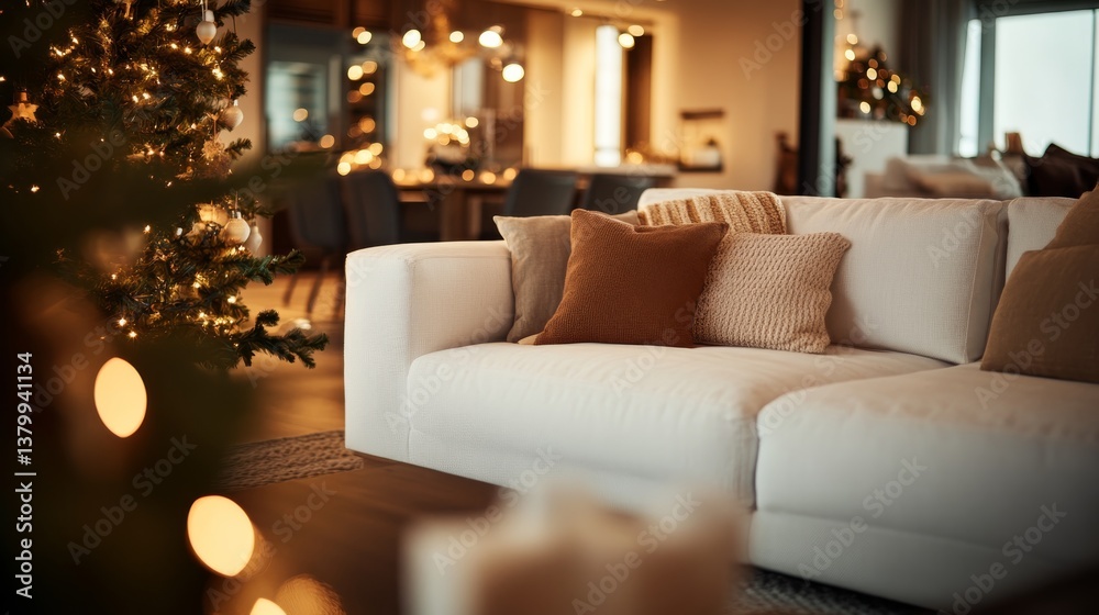 Poster this scandinavian-inspired living room features a white sofa with textured pillows and a minimalist 