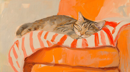 Cute cat lying on sofa