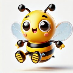 Fototapeta premium A cute and cheerful cartoon bee character that brings joy.