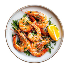 Vibrant King Prawns on transparent background