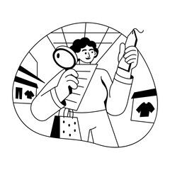 A glyph illustration of a character checking tag