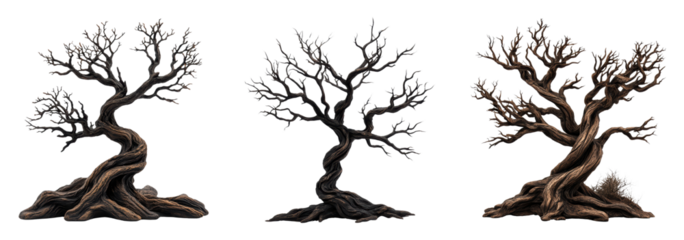 Artistic representation of twisted, gnarled trees