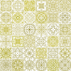 Vintage Ceramic Motifs seamless pattern, watercolor illustration
