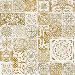 Vintage Ceramic Motifs seamless pattern, watercolor illustration