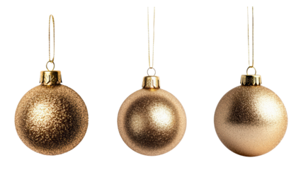 Elegant golden Christmas ornaments on a black background