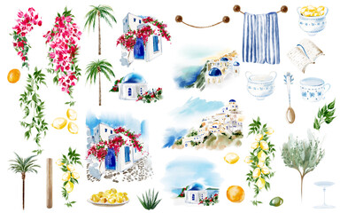Santorsns Motifs set, watercolor © knopazyzy