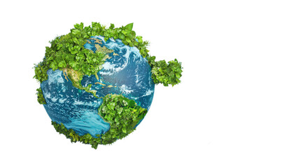 Obraz premium A thriving verdant globe surrounded by abundant foliage symbolizing a future where nature and technology coexist in harmony for a sustainable planet