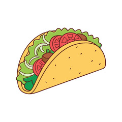 Taco vector illustration, isolated on a white background.