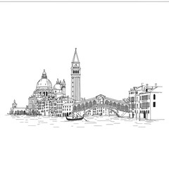 Fototapeta premium Venice Skyline Cityscape Vector Illustration