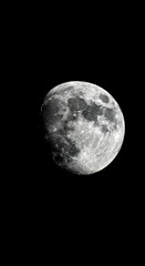 The moon, a captivating celestial body, shines brightly in the night's inky expanse.