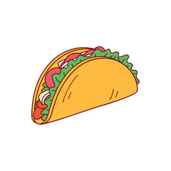 Taco vector illustration, isolated on a white background.