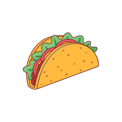 Taco vector illustration, isolated on a white background.