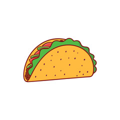 Taco vector illustration, isolated on a white background.