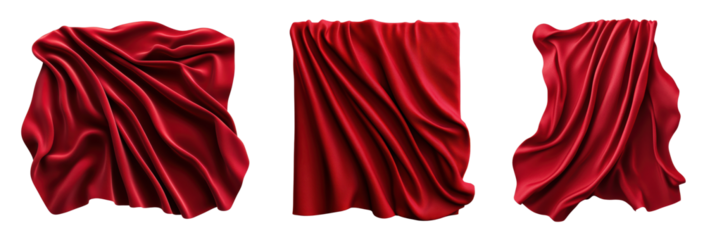 Elegant red silk fabric drapes with varied textures