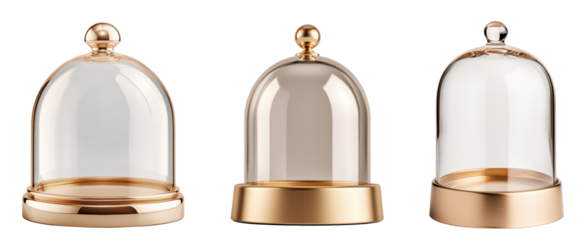 Elegant glass cloches with gold accents