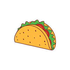 Taco vector illustration, isolated on a white background.