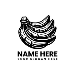 Stylized banana bunch vector graphic. Abstract tropical fruit design