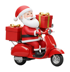 笑顔サンタ 赤いスクーターでプレゼント配達