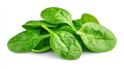 Fototapeta premium Spinach leaves, white background 