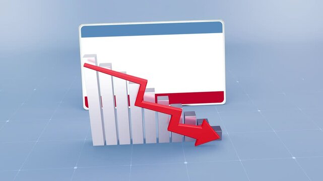 Crimea Country Flag and Bar Chart Graph Showing Decreasing Values a Red Arrow Economic Crisis Concept. Flag of the Crimea