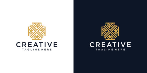Abstract geometric ornament logo design template