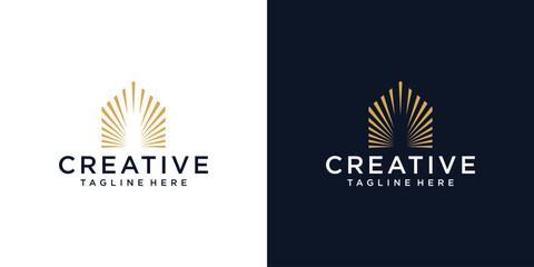Abstract house building logo design template