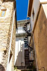 Beautiful street in a small old village Lefkara Cyprus