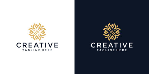 Creative community logo with abstract flower logo design template