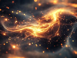 Obraz premium Abstract Glowing Network with Sparkling Light Particles in a Dark Sky