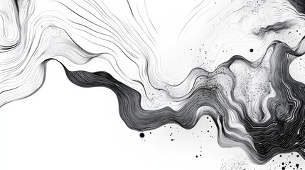 Black ink sketch illustration featuring abstract elements for creative design and text overlay