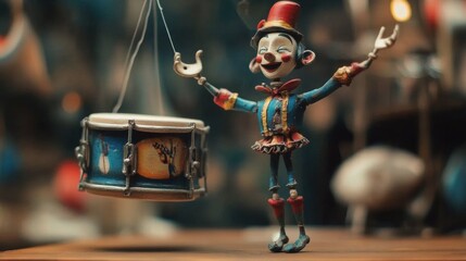 puppet and toy drum