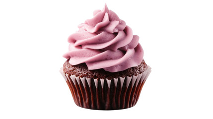 Delicious Pink Cupcake with Frosting Isolated on Clean White Background