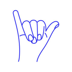 Fototapeta premium Shaka sign. Hand gesture doodle icon. Contour vector illustration