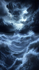 Chaotic Majesty: Capturing the Turbulent Dance of a Stormy Ocean Sky