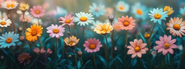 Vibrant Colorful Flowers Blooming in a Scenic Garden Setting