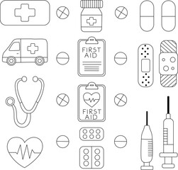 Doodle set of simple medical elements
