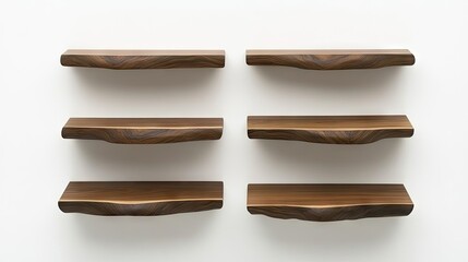Fototapeta premium A set of wooden floating shelves installed at precise measurements.